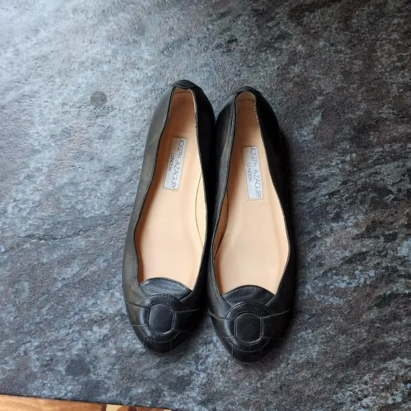 Joseph Azagury London Lavorazione Artigiana Black Leather Flats Size 37.5