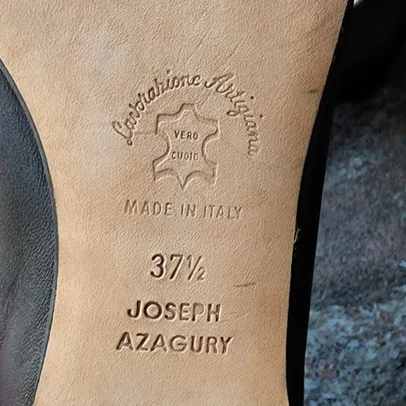 Joseph Azagury London Lavorazione Artigiana Black Leather Flats Size 37.5