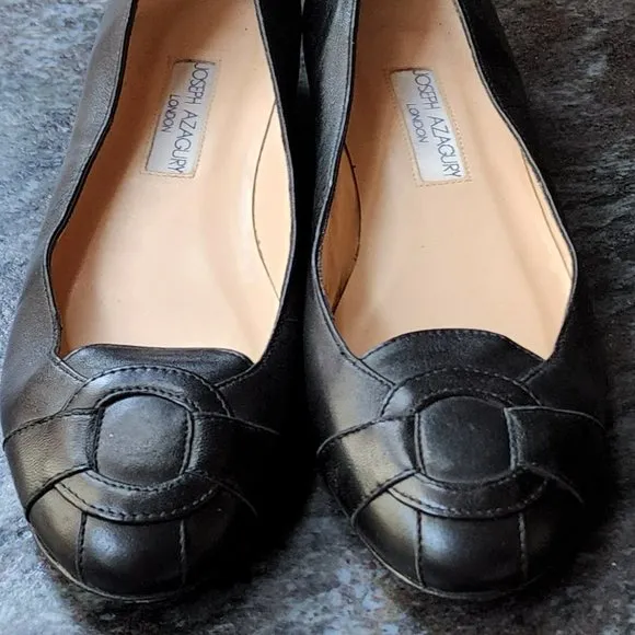 Joseph Azagury London Lavorazione Artigiana Black Leather Flats Size 37.5