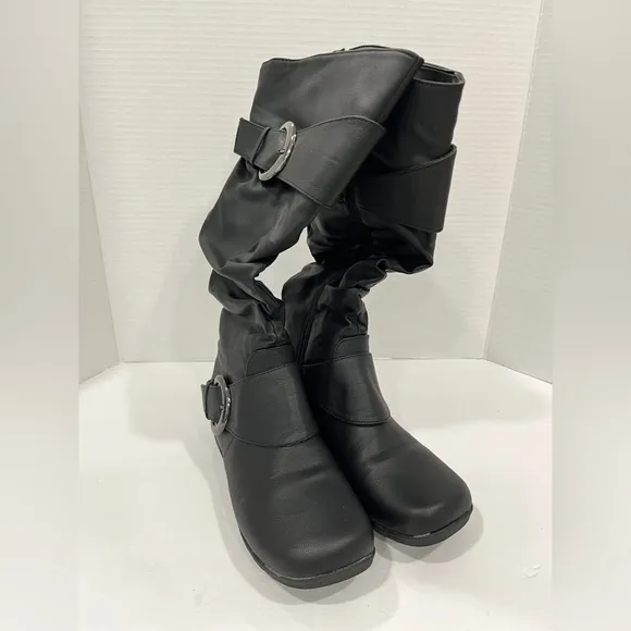 Journee Collection Womens Paris Wide Calf Flat Heel Slouch Boots. 7M. Black