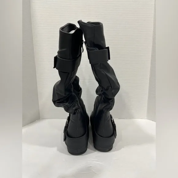 Journee Collection Womens Paris Wide Calf Flat Heel Slouch Boots. 7M. Black