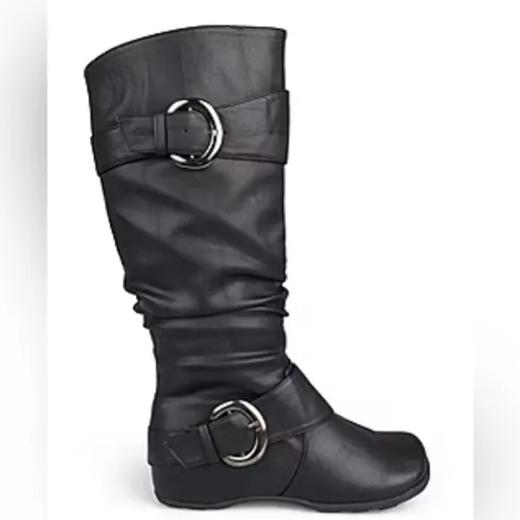 Journee Collection Womens Paris Wide Calf Flat Heel Slouch Boots. 7M. Black