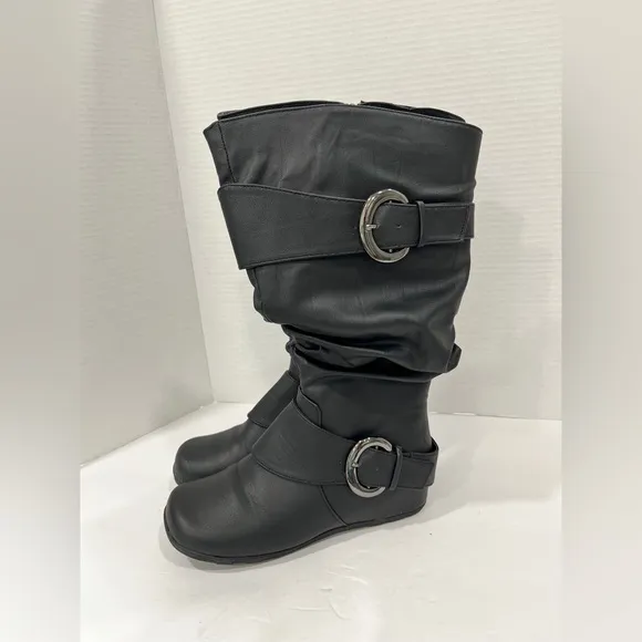 Journee Collection Womens Paris Wide Calf Flat Heel Slouch Boots. 7M. Black