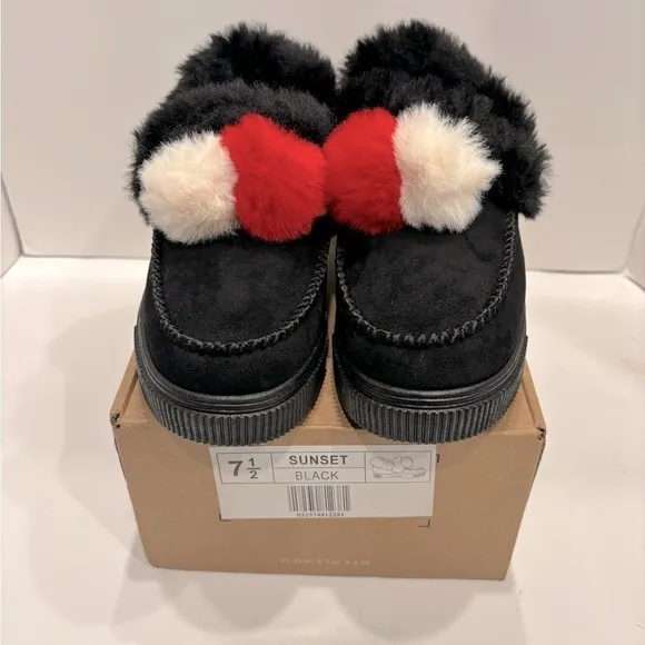 Journee Collection Women's Sunset Faux Fur Lined Slipper Black 7.5 New shoes