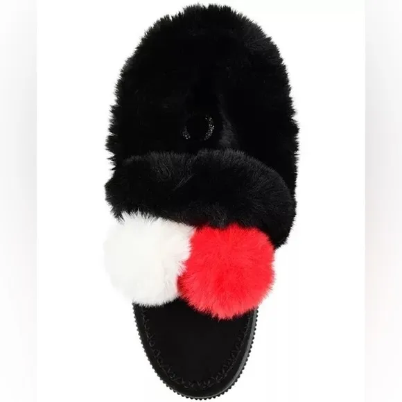 Journee Collection Women's Sunset Faux Fur Lined Slipper Black 7.5 New shoes