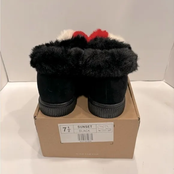 Journee Collection Women's Sunset Faux Fur Lined Slipper Black 7.5 New shoes