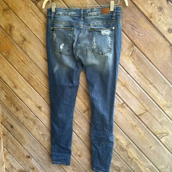 Judy Blue distressed ripped leopard cheetah skinny fit jeans size 11/30