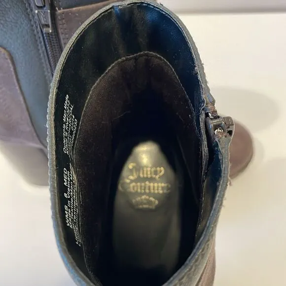 Juicy couture heeled boots in a size 8 medium with approximately a 4 inch heel