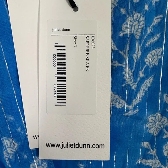 JULIET DUNN Sapphire Small Flower Lurex Flared Sleeve