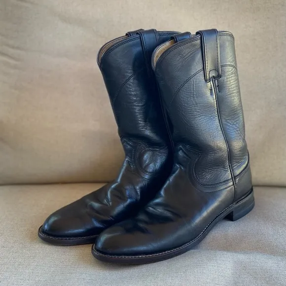 Justin Black Western Cowboy Ropers/Boots