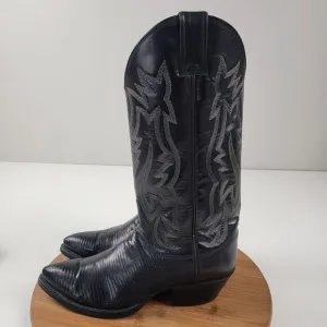 Justin Black Teju Lizard Exotic Skin Western Boots 9302 Women's Size 6.5 D USA