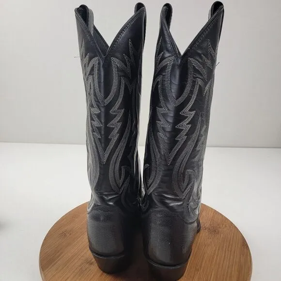 Justin Black Teju Lizard Exotic Skin Western Boots 9302 Women's Size 6.5 D USA