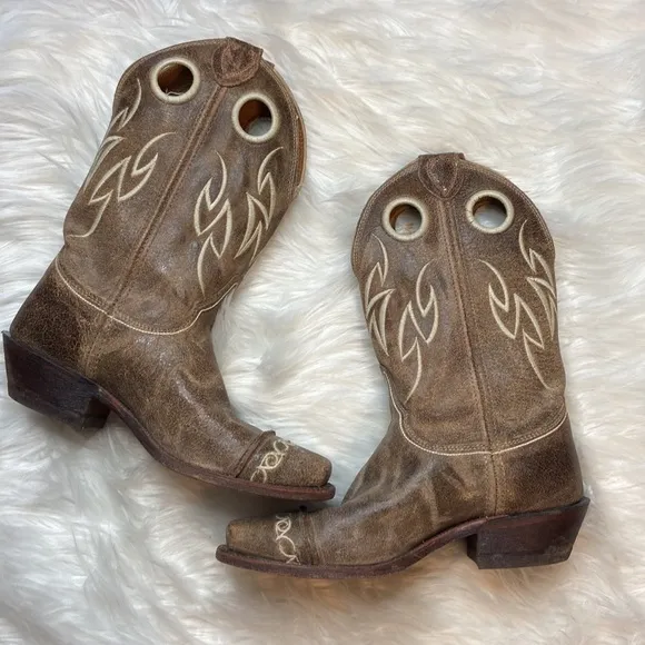 Justin Cowboy Cowgirl Leather Boots Sz 8