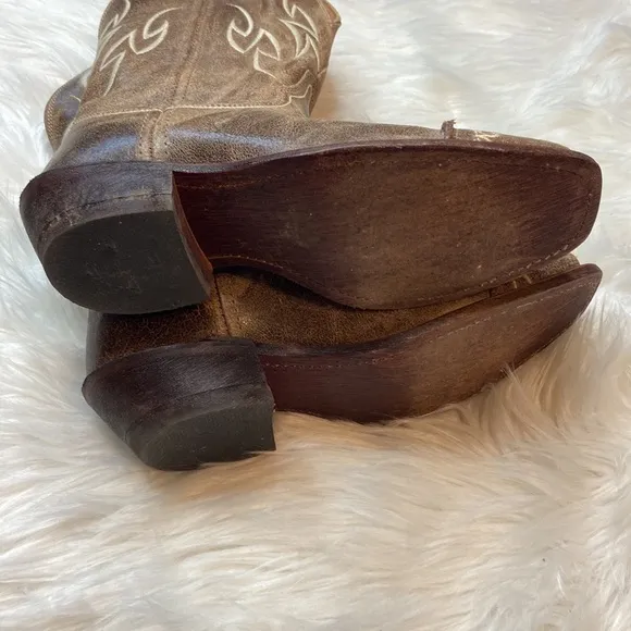 Justin Cowboy Cowgirl Leather Boots Sz 8