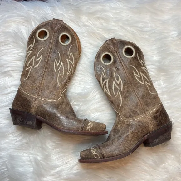 Justin Cowboy Cowgirl Leather Boots Sz 8