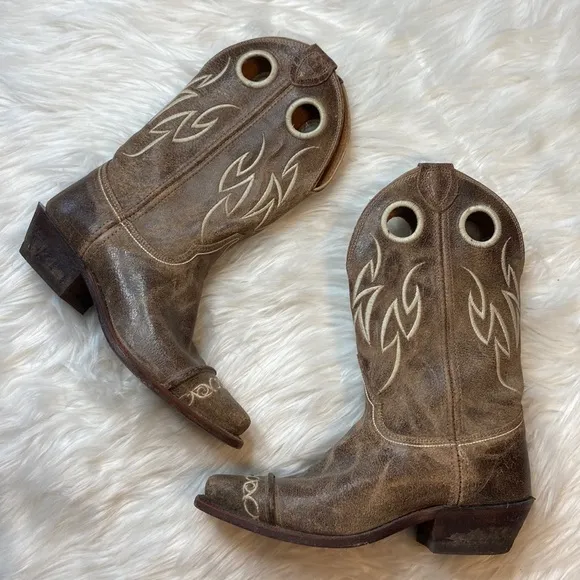 Justin Cowboy Cowgirl Leather Boots Sz 8