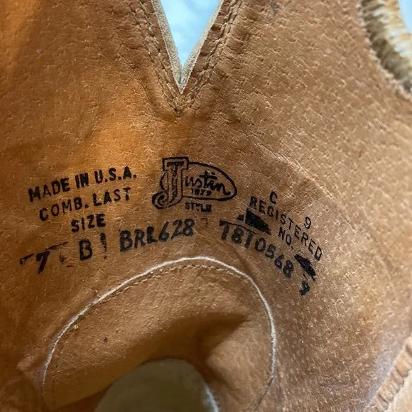 Justin Cowboy Cowgirl Leather Boots Sz 8