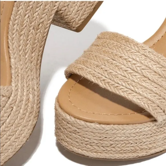 Jute Ankle Strap Platform Block Heel Sandal