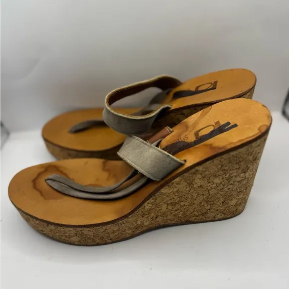 K. Jacques St. Tropez  Platform Wedge Sandal in Taupe Suede Cork Women’s 41 9.5