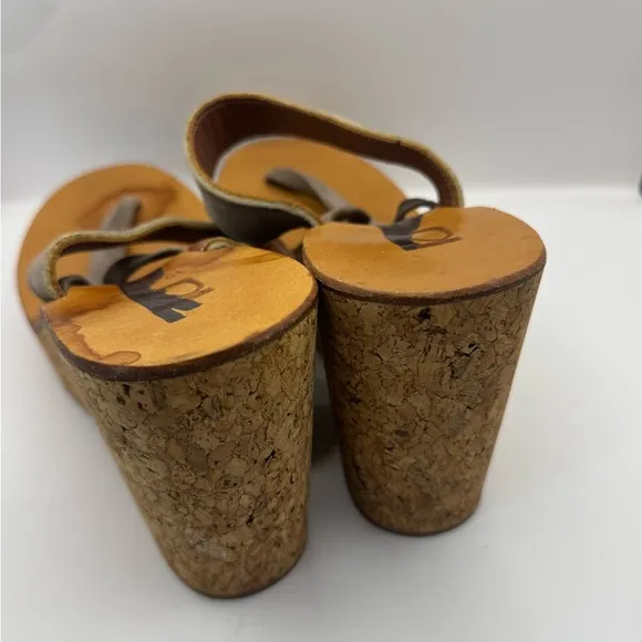 K. Jacques St. Tropez  Platform Wedge Sandal in Taupe Suede Cork Women’s 41 9.5