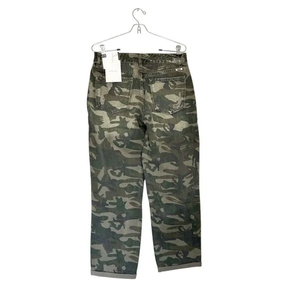 Kancan Benji Camo High Rise Distressed Boyfriend Jeans in Olive - Sz 1/24  - NWT