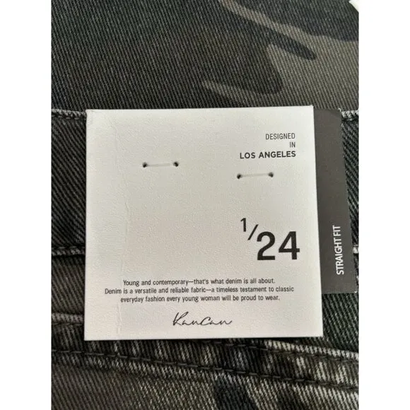 Kancan Benji Camo High Rise Distressed Boyfriend Jeans in Olive - Sz 1/24  - NWT