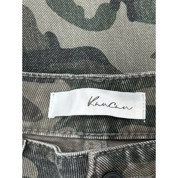 Kancan Benji Camo High Rise Distressed Boyfriend Jeans in Olive - Sz 5/26  - NWT