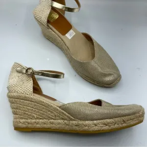 Kanna Gold Platform Espadrille Wedges Sandals Womens 11 Beachy Resort Vacation
