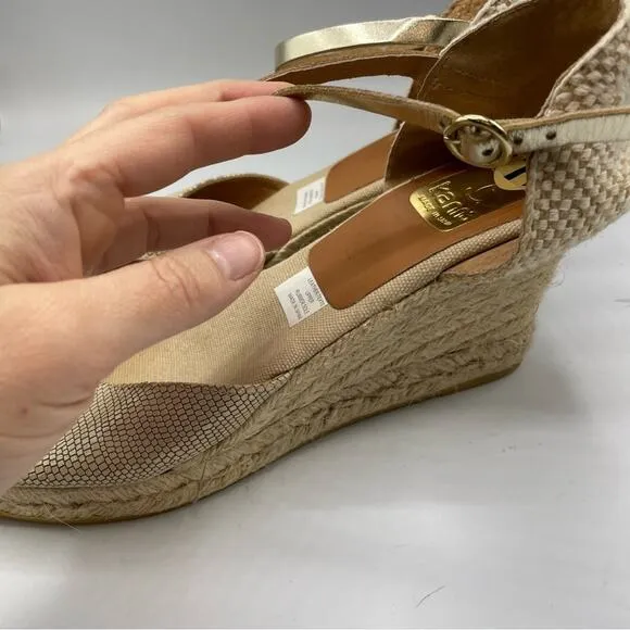 Kanna Gold Platform Espadrille Wedges Sandals Womens 11 Beachy Resort Vacation