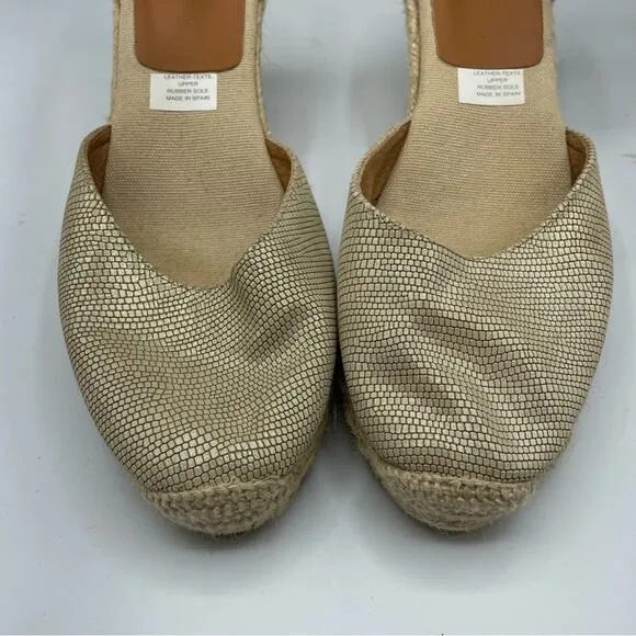 Kanna Gold Platform Espadrille Wedges Sandals Womens 11 Beachy Resort Vacation