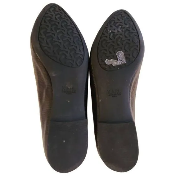 Karl Lagerfeld Black Dutot Leather Pointed Toe Flats 6.5