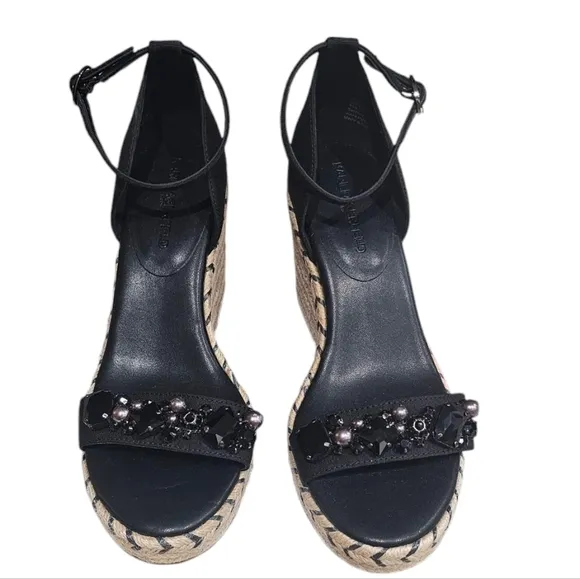 KARL LAGERFELD PARIS Women'sBlack Wedges - Sz 8.5. NWOT