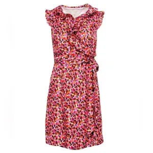 Kate Spade Aubrey Wrap Dress Silk Pink Size 00 Pink Brown Sleeveless V-neckline