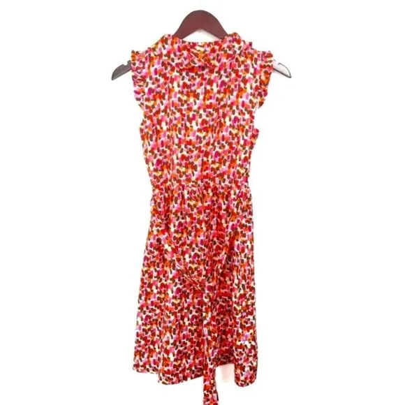 Kate Spade Aubrey Wrap Dress Silk Pink Size 00 Pink Brown Sleeveless V-neckline