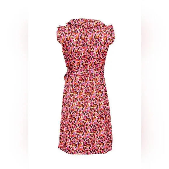 Kate Spade Aubrey Wrap Dress Silk Pink Size 00 Pink Brown Sleeveless V-neckline