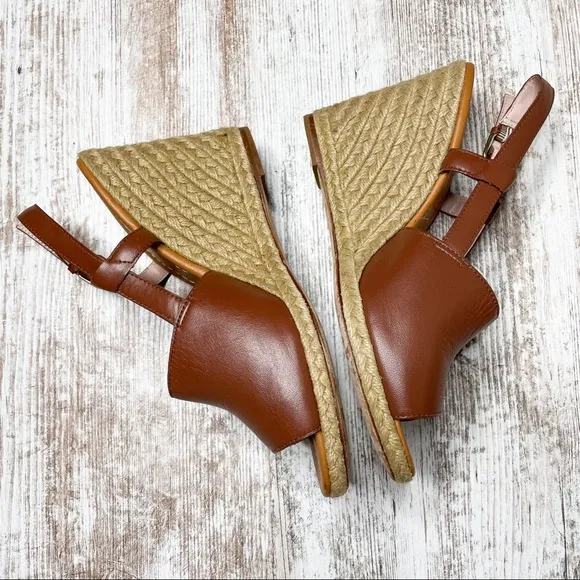 Kate Spade Bowdon Leather Espadrille Wedges 10