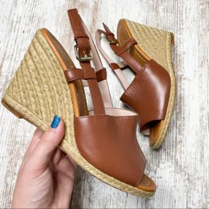 Kate Spade Bowdon Leather Espadrille Wedges 10