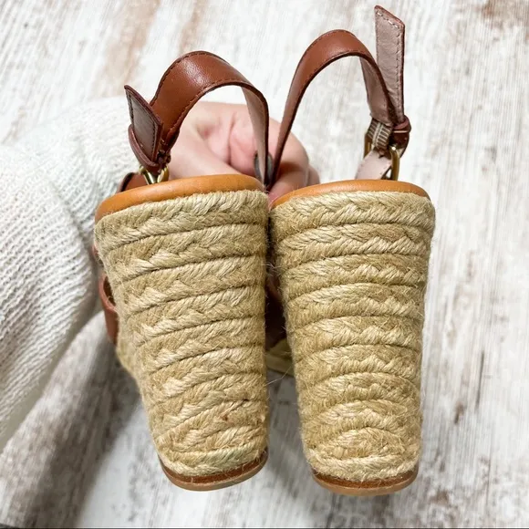 Kate Spade Bowdon Leather Espadrille Wedges 10