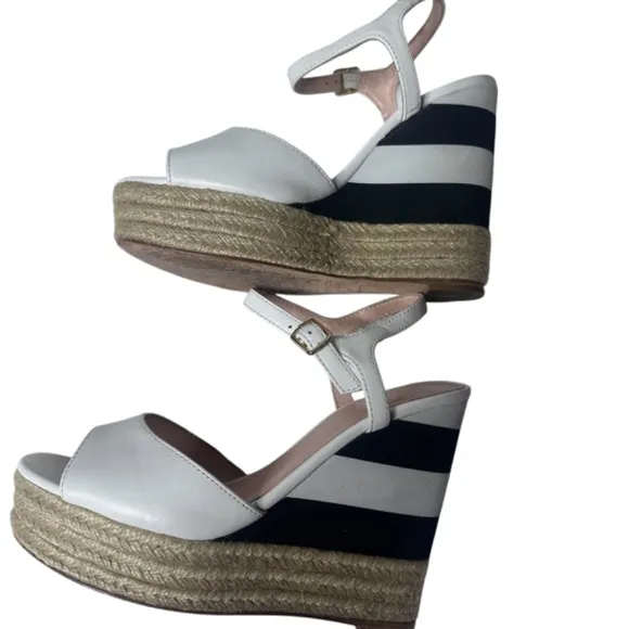 Kate Spade Deanna white vacchetta wedges 5 espadrille