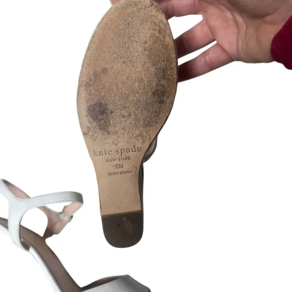 Kate Spade Deanna white vacchetta wedges 5 espadrille