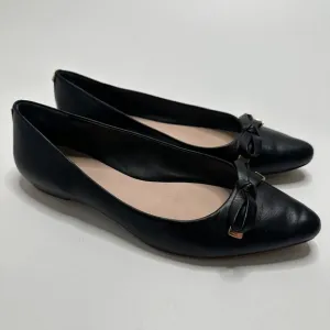 KATE SPADE Emma Pointed Toe Bow Leather Ballerina Ballet Flats $228 Black 8.5