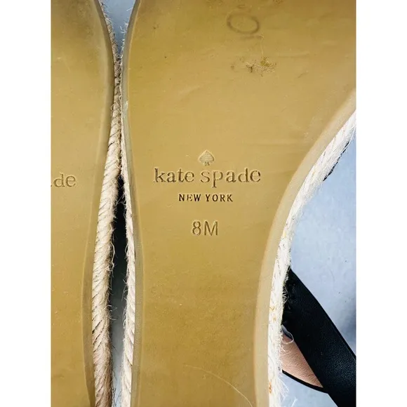Kate Spade Felipa Espadrille Wedge Sandals Ankle Strap Platform Black Sz 8M EUC