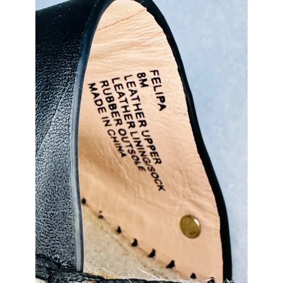 Kate Spade Felipa Espadrille Wedge Sandals Ankle Strap Platform Black Sz 8M EUC