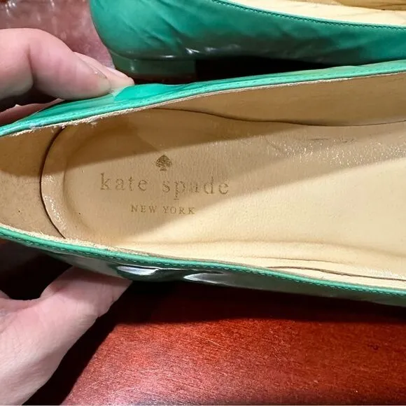 Kate Spade Green Spade Leather Flats Size 8.5