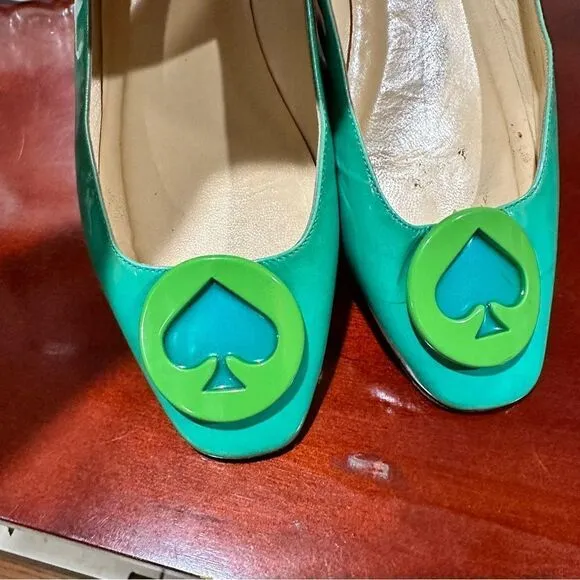 Kate Spade Green Spade Leather Flats Size 8.5