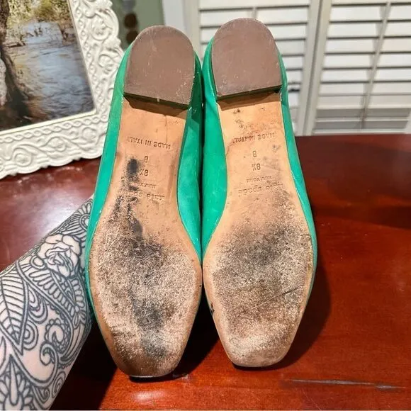 Kate Spade Green Spade Leather Flats Size 8.5