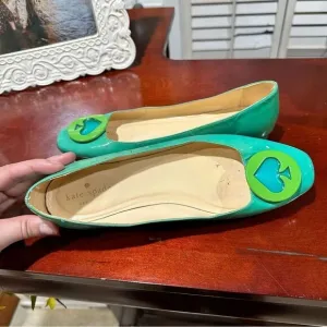 Kate Spade Green Spade Leather Flats Size 8.5