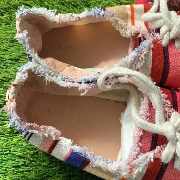 Kate Spade Lane Multi Color Berber Stripe Printed Canvas Shoes Size 9.5