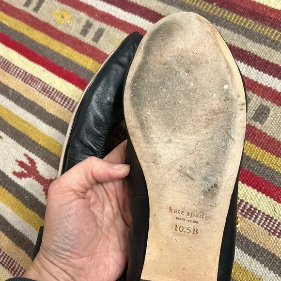 Kate Spade leather gold chain charm ankle ballerina flats