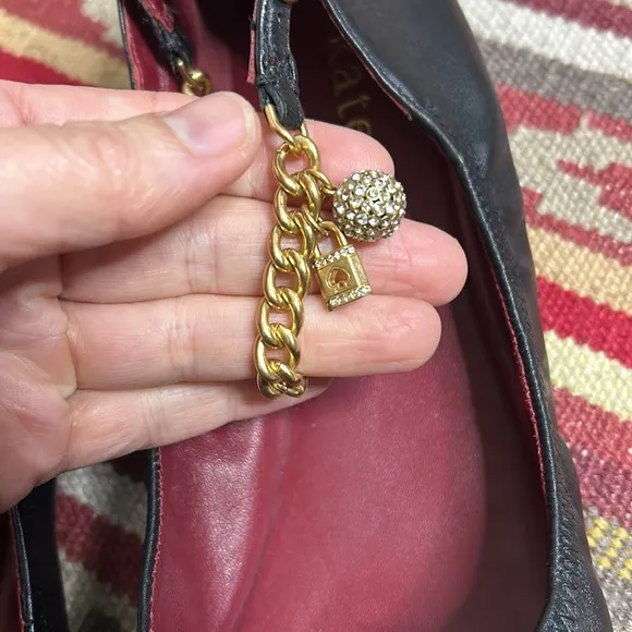 Kate Spade leather gold chain charm ankle ballerina flats